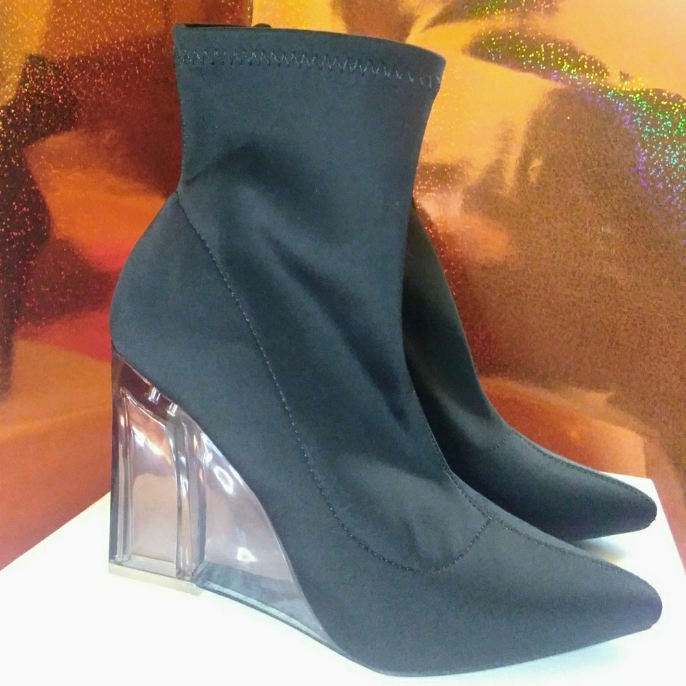 Black bootie wedges